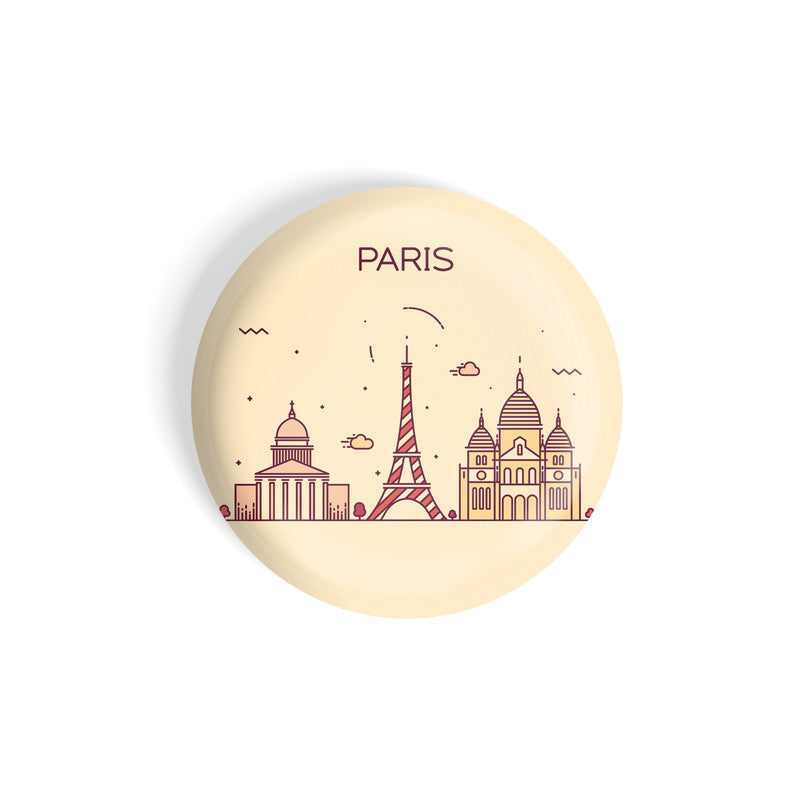 dhcrafts Round Fridge Magnet Brown Color Paris Glossy Finish Design Pack of 1 (58 mm)